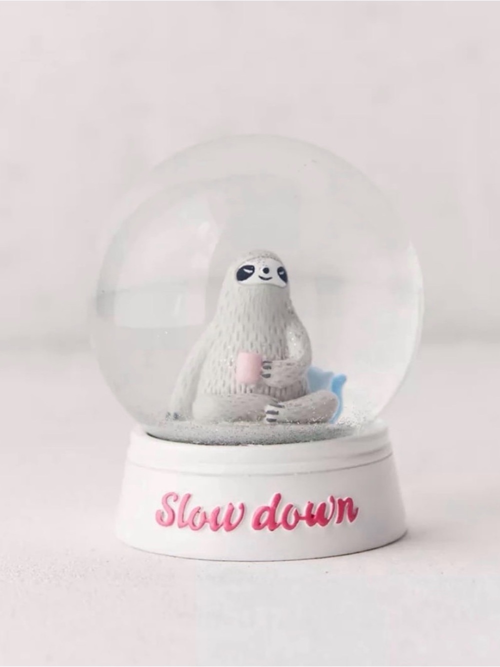Urban Outfitters Home Sloth Snow Globe  - "Slow Down" Decorative Figurine